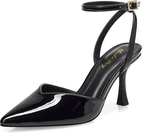 Elisabet Tang Women's Heeled Pumps Pointed Closed Toe Shoes Kitten Heels 3.15IN Ankle Strap High Heels Dress Sexy Shoes for Party in Kuwait