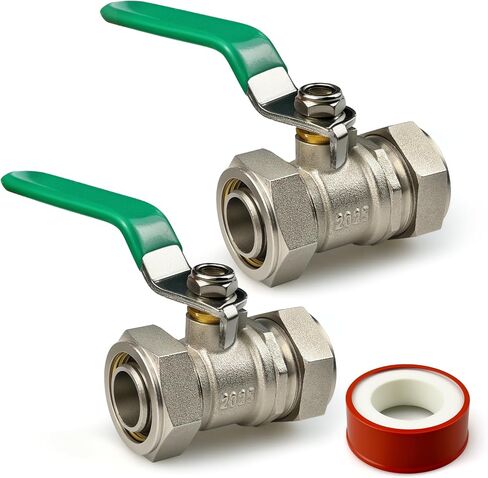 2PCS 3/4" Air Piping Fittings for Compressed Air System, M8039 Nickel-Plated Brass In-Line Shut-Off Fittings,175PSI Max Working Pressure, Heavy-Duty Valve for Shop & Garage Pneumatic Setup in Kuwait