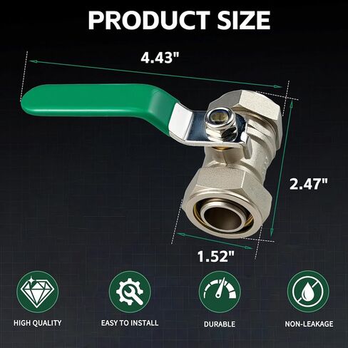 2PCS 3/4" Air Piping Fittings for Compressed Air System, M8039 Nickel-Plated Brass In-Line Shut-Off Fittings,175PSI Max Working Pressure, Heavy-Duty Valve for Shop & Garage Pneumatic Setup in Kuwait