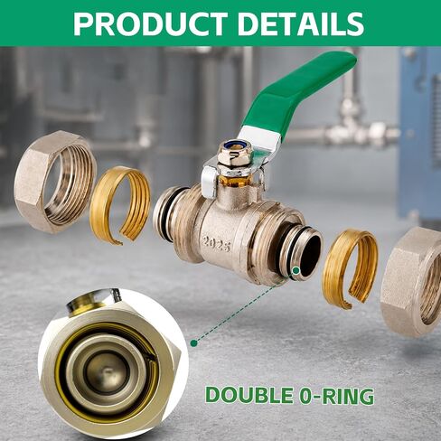 2PCS 3/4" Air Piping Fittings for Compressed Air System, M8039 Nickel-Plated Brass In-Line Shut-Off Fittings,175PSI Max Working Pressure, Heavy-Duty Valve for Shop & Garage Pneumatic Setup in Kuwait