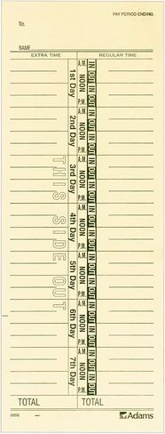Adams Time Cards, Weekly, 1-Sided, Numbered Days, 3-3/8" x 9", Manila, Green Print, 200-Count (9656-200) in Kuwait