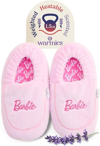 warmies x Barbie - Microwaveable House Slippers for Women - Womens Shoe Sizes 6-10 - Plush, Soft & Fuzzy Indoor Slippers with Backs & Non-Slip Memory Foam Soles - Cozy Warm Ladies Slipper for Winter in Kuwait