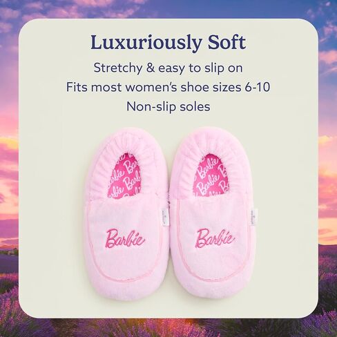 warmies x Barbie - Microwaveable House Slippers for Women - Womens Shoe Sizes 6-10 - Plush, Soft & Fuzzy Indoor Slippers with Backs & Non-Slip Memory Foam Soles - Cozy Warm Ladies Slipper for Winter in Kuwait