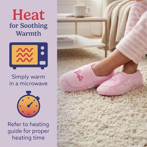 warmies x Barbie - Microwaveable House Slippers for Women - Womens Shoe Sizes 6-10 - Plush, Soft & Fuzzy Indoor Slippers with Backs & Non-Slip Memory Foam Soles - Cozy Warm Ladies Slipper for Winter in Kuwait