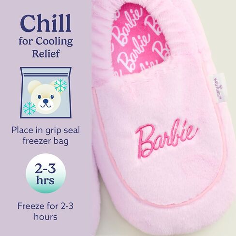 warmies x Barbie - Microwaveable House Slippers for Women - Womens Shoe Sizes 6-10 - Plush, Soft & Fuzzy Indoor Slippers with Backs & Non-Slip Memory Foam Soles - Cozy Warm Ladies Slipper for Winter in Kuwait