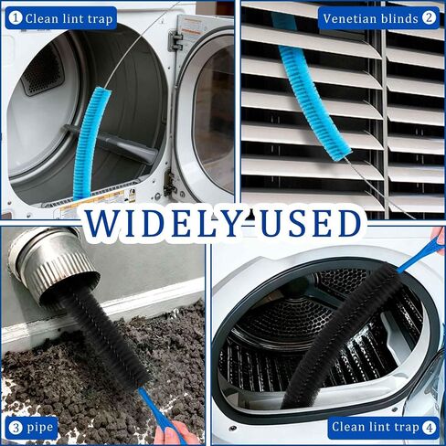 Dryer Vent Cleaner Kit with Dryer Vacuum Hose Attachment Suitable for Most Vacuum Cleaners, Twrrnbv Dryer Cleaner Lint Brush Remover, Duct Cleaning Tool for Laundry Room, Cleaning Accessories (Black) in Kuwait