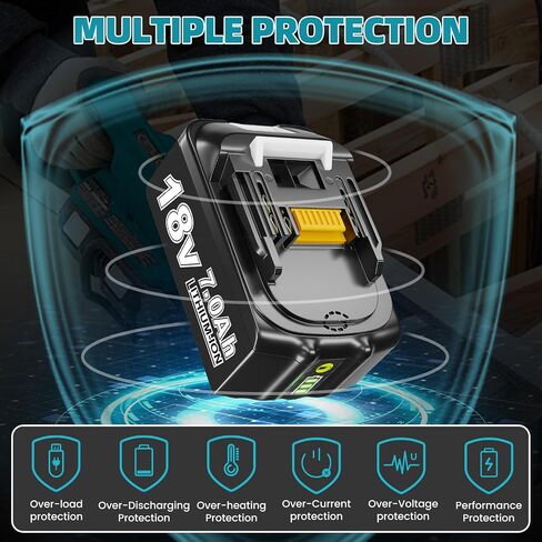2-Pack 7.0Ah 18V Battery Replacement for Makita 18V Battery MTL1810 BL1850B BL1860B BL1840B BL1830B BL1815B Compatible with Makita 18 Volt Cordless Power Tool in Kuwait
