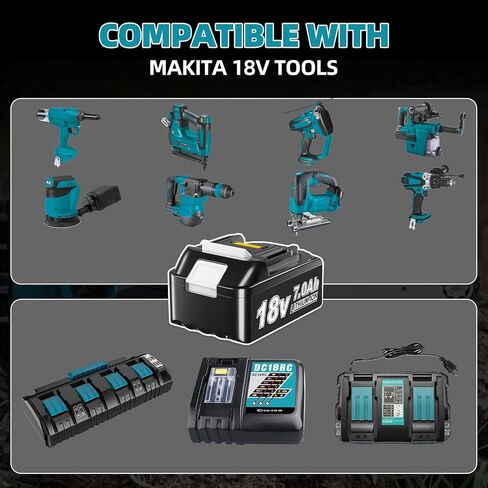 2-Pack 7.0Ah 18V Battery Replacement for Makita 18V Battery MTL1810 BL1850B BL1860B BL1840B BL1830B BL1815B Compatible with Makita 18 Volt Cordless Power Tool in Kuwait