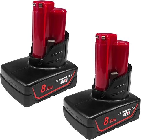 2Pack 8000mAh 12V Battery Replacement for Milwaukee M12 Battery Compatible with 12 Volt M12 Cordless Power Tools 48-11-2401 48-11-2402 48-11-2460 48-59-2401 in Kuwait