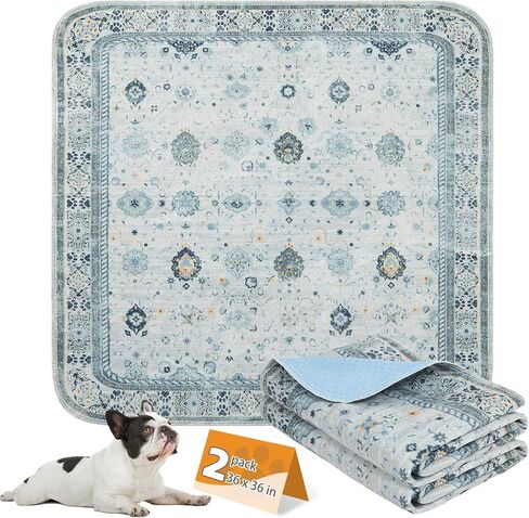 KOOLTAIL Washable Pee Pads for Dogs, 2 Pack Super Absorbent Reusable Puppy Training Pads Waterproof, Nonslip and Leak-Proof Dog Pee Pads, Large Pet Mats Whelping Pads for Floor, Crate, Couch, 36"x41" in Saudi Arabia