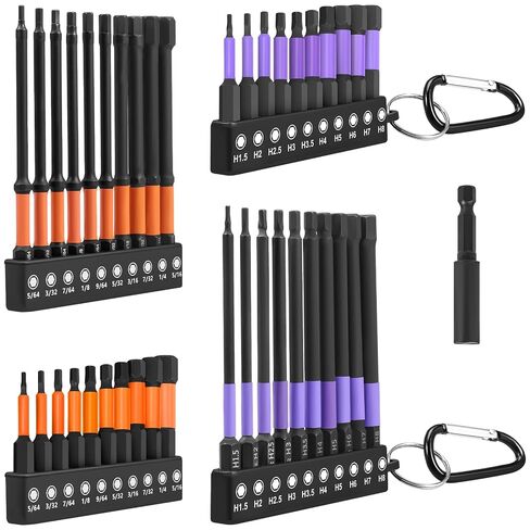 Allen Wrench Drill Bit Set, 40-Piece 4" & 2" Long Hex Bit Set (Metric & SAE), 1/4" Hex-Shank S2 Steel Magnetic Allen Key Drill Bits Sets with Extension Rod for Mechanic Auto Furniture DIY Repairs in Kuwait