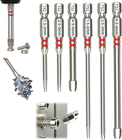 Pagoda Hex Screwdriver Bit Set, 6PCS Magnetic Hex Shank Stepped Drill Bits (1.5-6mm) for Electric Drill Wrench, All-in-One Multi-Size S2 Alloy Steel Impact Driver Bits for Rapid Size Switching in Kuwait