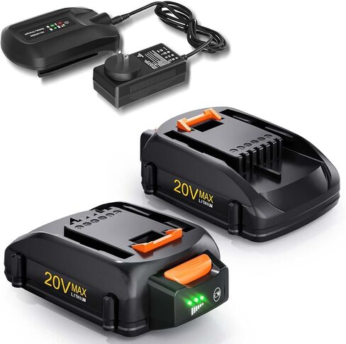 2-Pack 4.0Ah Replacement for Worx 20V Battery and charger, Replaces WA3520 WA3575 WA3571 WA3577 etc, Compatible with Worx Battery 20V Power Share Tools WG251s WG255s WG540s WG890 WG891 and more in Kuwait