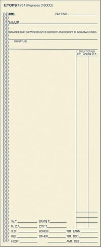 TOPS 1261 Acroprint/Amano/Cincinnati/Lathem Time Card, Weekly, 3 3/8 x 8 1/4 (Box of 500) , Manila in Saudi Arabia