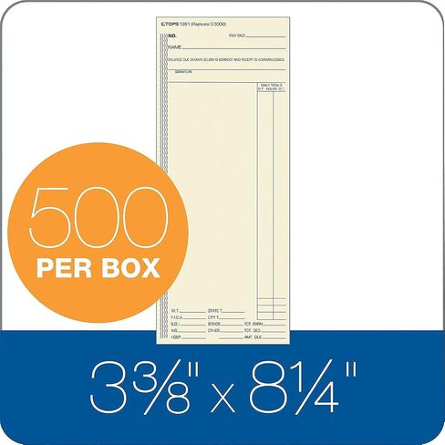 TOPS 1261 Acroprint/Amano/Cincinnati/Lathem Time Card, Weekly, 3 3/8 x 8 1/4 (Box of 500) , Manila in Saudi Arabia