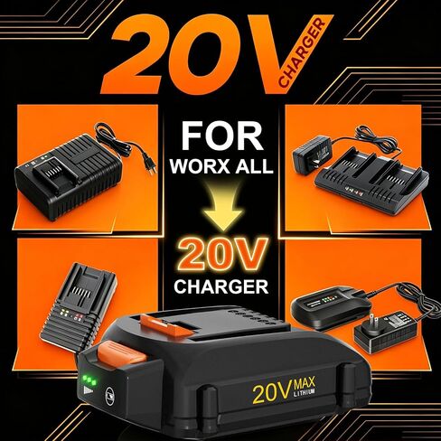 2-Pack 4.0Ah Replacement for Worx 20V Battery and charger, Replaces WA3520 WA3575 WA3571 WA3577 etc, Compatible with Worx Battery 20V Power Share Tools WG251s WG255s WG540s WG890 WG891 and more in Kuwait