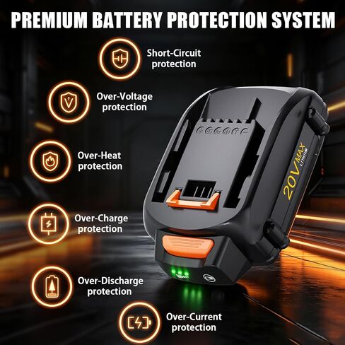 2-Pack 4.0Ah Replacement for Worx 20V Battery and charger, Replaces WA3520 WA3575 WA3571 WA3577 etc, Compatible with Worx Battery 20V Power Share Tools WG251s WG255s WG540s WG890 WG891 and more in Kuwait