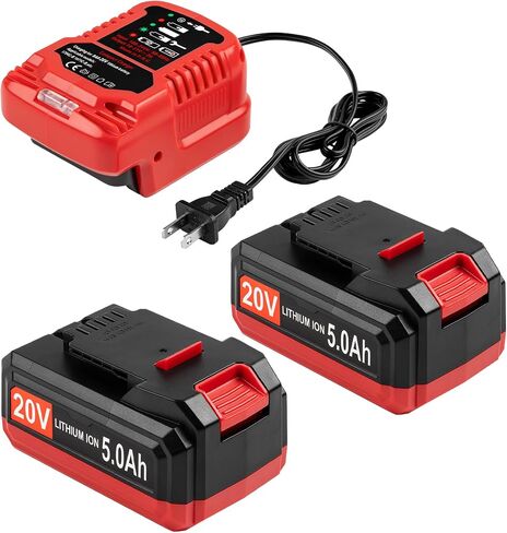 DONGPUCUN 2Packs 20V 5.0Ah Lithium Battery for Bauer 20V Battery with Compact Portable Charger for Bauer 20V Lithium Batteries in Kuwait