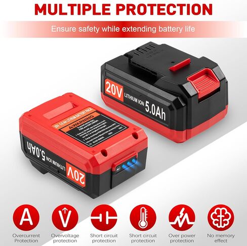 DONGPUCUN 2Packs 20V 5.0Ah Lithium Battery for Bauer 20V Battery with Compact Portable Charger for Bauer 20V Lithium Batteries in Kuwait