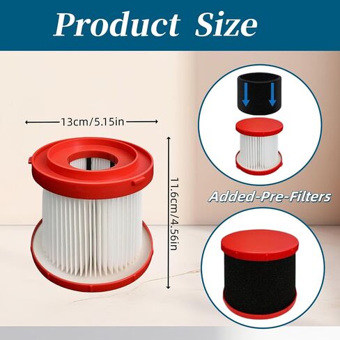 49-90-1900 4-Pack HEPA Filter for Wet/Dry Vacuums - Compatible with M28 Series Cordless Vacuums (Models 0780-20, 0880-20, 0960-20, 0970-20 in Kuwait
