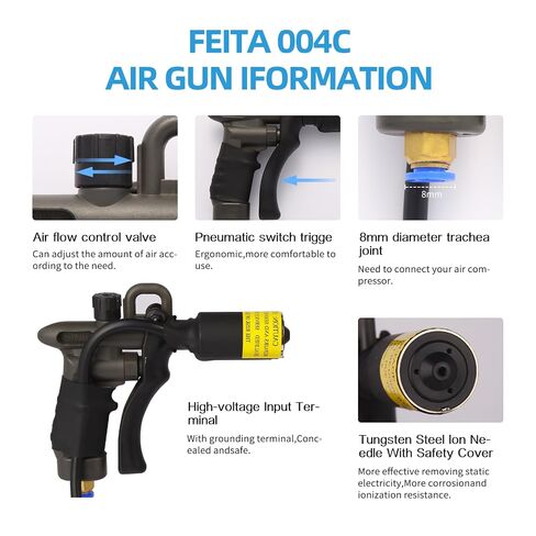 FEITA Ionizing Air Gun Antistatic Air Gun Electrostatic Eliminator Anti Static Ionizer with 4.6KV High Voltage Generator (FT-004C / FT-007A) in Kuwait