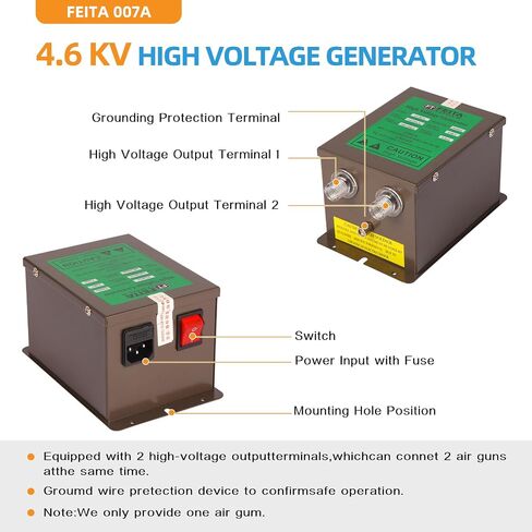 FEITA Ionizing Air Gun Antistatic Air Gun Electrostatic Eliminator Anti Static Ionizer with 4.6KV High Voltage Generator (FT-004C / FT-007A) in Kuwait