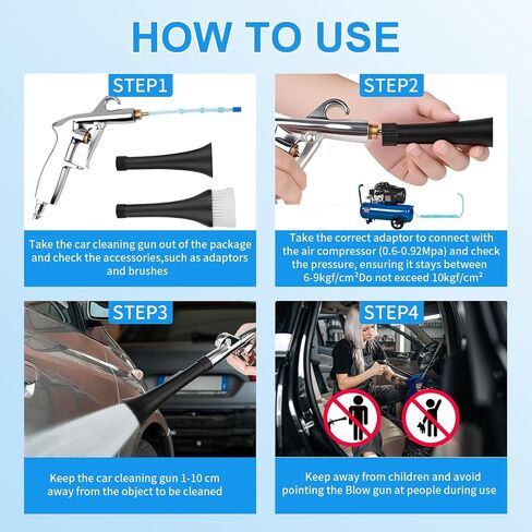 Tornado Dry Cleaning Gun, Detailing Car Cleaning Gun Interior Dryer Air Blow Gun, High Pressure Blower Gun for Quick Auto Interior Car Detailing, Drying, Cleaning, Removing Dirt, Dust & Debris in Kuwait