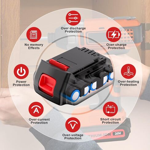 Bonacell 4.0Ah for Black and Decker 20V Lithium Battery Compatible with Black Decker 20 Volt Battery 2 Pack 20volt Drill LBXR20 LBXR2020 LBX20 LBXR2520 LB2X4020 LB2XR20 in Kuwait