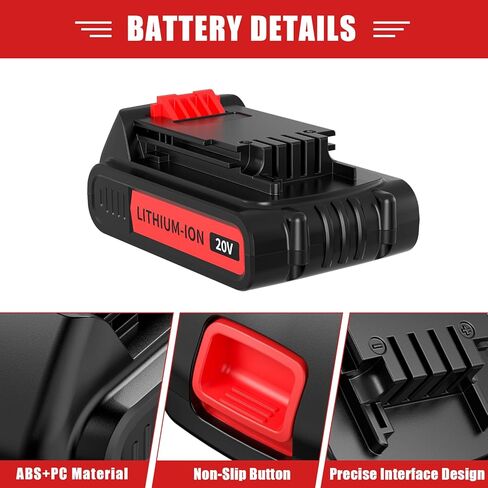 Bonacell 4.0Ah for Black and Decker 20V Lithium Battery Compatible with Black Decker 20 Volt Battery 2 Pack 20volt Drill LBXR20 LBXR2020 LBX20 LBXR2520 LB2X4020 LB2XR20 in Kuwait