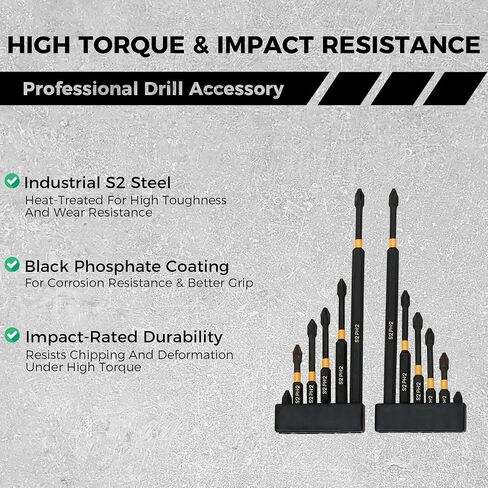 VESTTIO Phillips Bits #2 Impact Drill Bit Set 18PCS S2 Steel Anti Slip Magnetic Tip 1" 4" 6" Long 1/4 inch Hex Shank for Power Drill Screwdriver Impact Driver in Kuwait