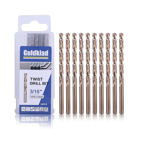 3/16 Inch Cobalt Drill Bits Set (10-Pack) - M35 HSS Jobber Length Twist Drill Bit, 135° Split Point for Hard Metal, Stainless Steel, Cast Iron, Wood, Plastic - with Storage Case in Kuwait