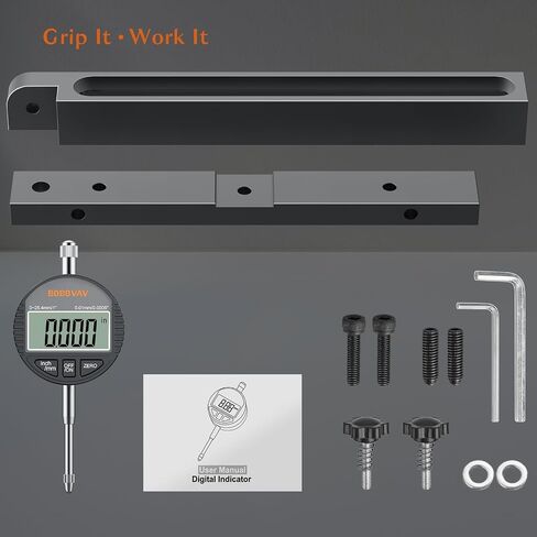 Table Saw Alignment Gauge with 0.0005"Digital Dial Indicator - 18cm Rod, Fits 3/4"(19mm)+ with Screw Adjustment, CNC Machined Aluminum Bar Stable for Saw Blade Alignment and Calibration in Kuwait