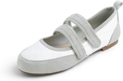 FEVERSOLE Women's Cushion Padded Mary Jane Flats Double Straps Comfort Casual Soft Fabric Sporty Ballets in Kuwait