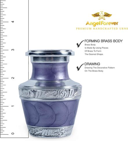 Small Mini Keepsake Urn for Human Ashes – Handcrafted Blue Enamel Finish Aluminum Cremation Urn with Velvet Bag & Gift Box – 3 Cubic Inches Mini Memorial Urn for Loved One or Pet – Funeral Tribute Urn in Saudi Arabia