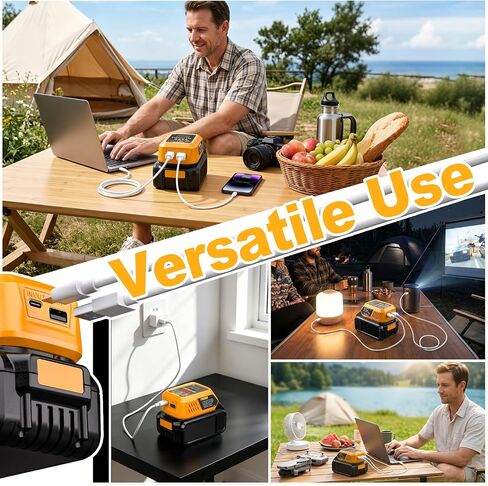 Adisipsoarin 100W USB C Battery Charger Compatible with Dewalt 20V Max Battery, Power Adapter Fast Charging Station with USB-A Port, Fast Charging Hub for Phones Tablets (Tool Only) in Kuwait
