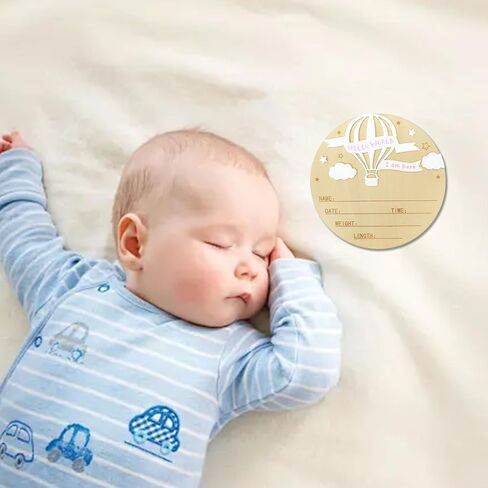 Baby Announcement Sign, 5.9 Inch Wooden Hello World Newborn Signs, Birth Announcement Sign and Pen, Balloon and Clouds Decoration, Welcome Newborn Arrival to World, Hospital Nursery for baby (Pink) in Saudi Arabia