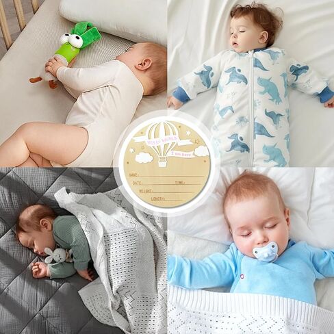 Baby Announcement Sign, 5.9 Inch Wooden Hello World Newborn Signs, Birth Announcement Sign and Pen, Balloon and Clouds Decoration, Welcome Newborn Arrival to World, Hospital Nursery for baby (Pink) in Saudi Arabia