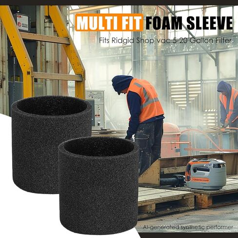 Foam Sleeve Replacement for Rigid Shop Vacuum VF4000/VF5000/VF6000 Filter, Foam cover/Prefilter for Ridged 5-20 Gallon Wet Dry Vacuums Filter，6 Pack in Kuwait