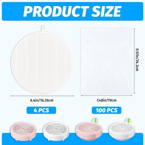 4 Pack Nail Dust Collector Replacement Filter with 100 Disposable Filter Papers – Compatible with MelodySusie HPro/SProR, Filters 99% of Nail Dust in Kuwait