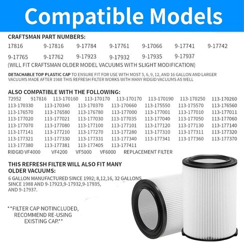 VF4000 Filter Replacement for RIDGID Shop Vac, Compatible with 5-20 Gal and 6-9 Gal Husky Vacuum, Standard Wet/Dry Vac Filter in Kuwait