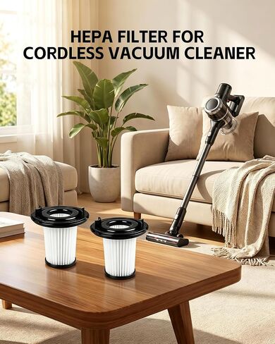 2 Pcs Washable HEPA Replacement Filters Parts Compatible with WHALL EV-691 Cordless Vacuum Cleaner, Reusable Vacuum Replacement Filter for Dust, Pet Hair, Wood Chips - Easy to Install in Kuwait