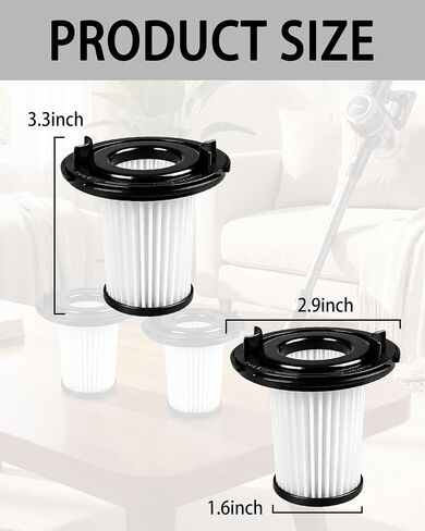 2 Pcs Washable HEPA Replacement Filters Parts Compatible with WHALL EV-691 Cordless Vacuum Cleaner, Reusable Vacuum Replacement Filter for Dust, Pet Hair, Wood Chips - Easy to Install in Kuwait