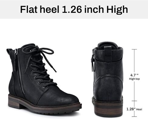 SHIBEVER Black Ankle Boots for Women Comfortable Lace-up Fall size 6.5 in Kuwait