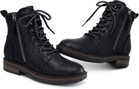 SHIBEVER Black Ankle Boots for Women Comfortable Lace-up Fall size 6.5 in Kuwait