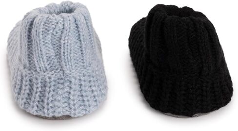 MUK LUKS Women's Cuffed Sweater Knit Ballerina - 2 Pair Pack, Black/Light Blue, L/XL in Kuwait