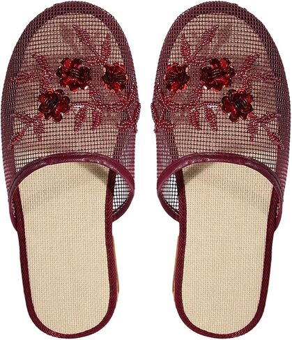 Milumia Women's Floral Embroidery Mesh Mules Closed Toe Slip on Backless Loafers Shoes in Kuwait