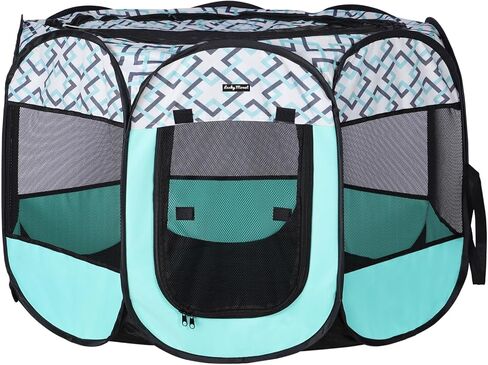Lucky Monet Foldable Dog Playpen Cat Puppy Playpen Indoor Pop Up Pet Animal Playpen Outdoor Kennel Cage Pen Tent for Small Medium Dog Puppy Cat Kitten Rabbit - Medium, Pink in Kuwait