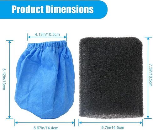 8 Pack VRC2 Cloth Filters & 2 Pcs VFF21 Foam Filter Kit for hyper tough 1.5 gallon vac VH105 3502 (New Version) in Kuwait