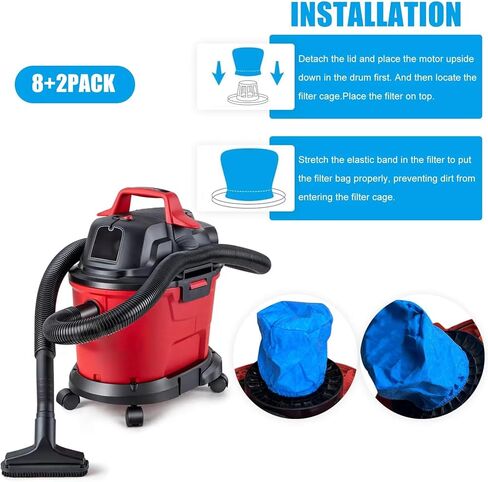 8 Pack VRC2 Cloth Filters & 2 Pcs VFF21 Foam Filter Kit for hyper tough 1.5 gallon vac VH105 3502 (New Version) in Kuwait