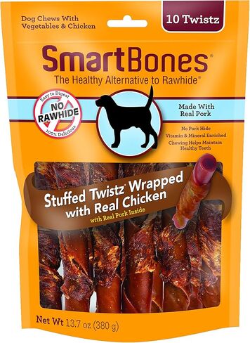 SmartBones Twists Wrapped with Chicken Made with Real Water Buffalo, 30 Count, Rawhide-Free Chews for Dogs in Kuwait